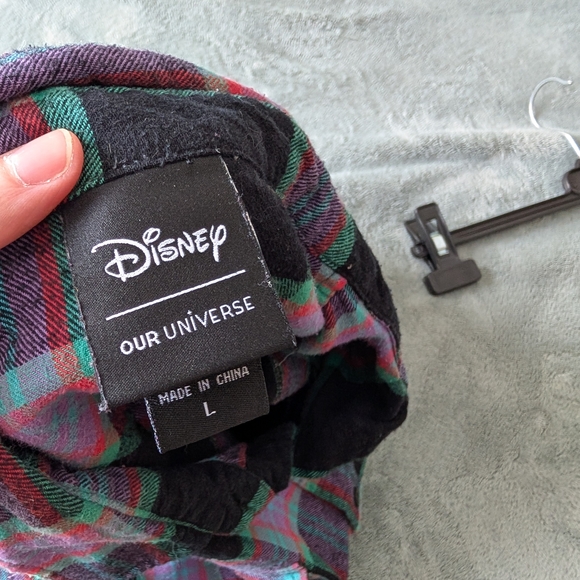 Disney Our Universe Men's Plaid Haunted Mansion Madame Casual Button Down Shirt - Picture 3 of 6